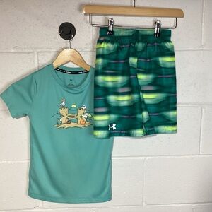 Under Armour Kids Rash Guard Shirt and Swim Trunks | UPF 50 | Lightweight